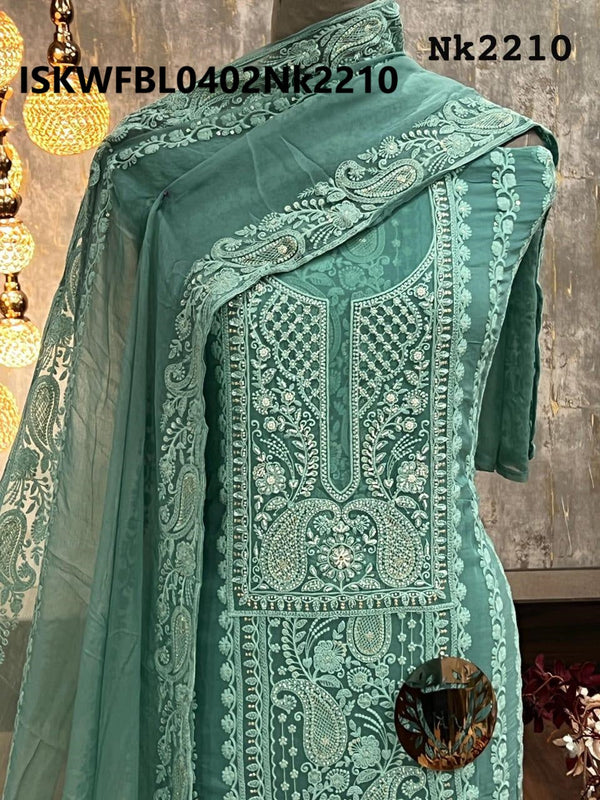 Embroidered Georgette Kurti With Shantoon Bottom And Chiffon Dupatta-ISKWFBL0402Nk2210