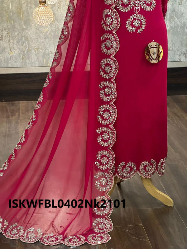 Embroidered Georgette Kurti With Dupatta-ISKWFBL0402Nk2101