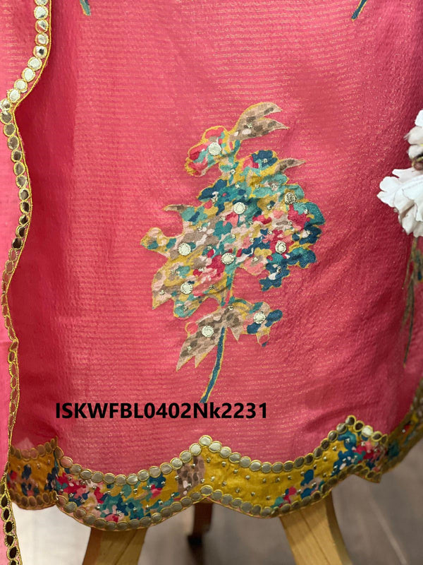 Embroidered Organza Striped Kurti With Bottom And Dupatta-ISKWFBL0402Nk2231