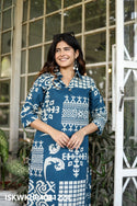 Printed Cotton Kurti With Pant-ISKWKU04021224