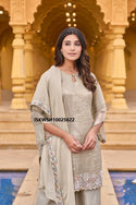 Embroidered Shimmer Kurti With Sharara And Dupatta-ISKWSH10025622