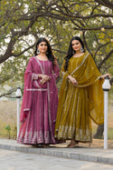 Embroidered Georgette Gown With Dupatta-ISKWGN10023241