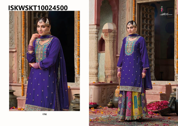 Embroidered Chinon Kurti With Skirt And Dupatta-ISKWSKT10024500