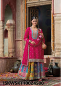 Embroidered Chinon Kurti With Skirt And Dupatta-ISKWSKT10024500