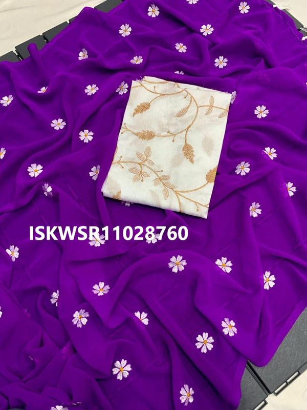 Embroidered Georgette Saree With Blouse-ISKWSR11028760