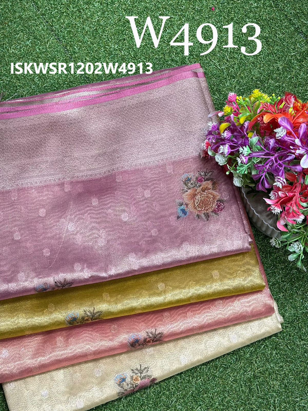 Zari Weaved Tissue Saree With Blouse-ISKWSR1202W4913