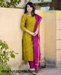 Handloom Weaved Silk Kurti With Pant And Handloom Zari Dupatta-ISKWSU1202PPC/D1807