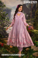 Digital Floral Printed Malmal Cotton Anarkali Kurti With Pant And Dupatta-ISKWSU1202OMK2721