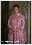 Embroidered Organza Anarkali Kurti With Shantoon Pant And Dupatta-ISKWSU12026544