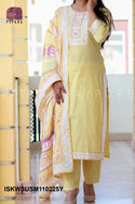 Cotton Kurti With Pant And Digital Block Printed Dupatta-ISKWSUSM110225Y