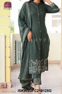 Embroidered Malmal Cotton Kurti With Pant And Printed Dupatta-ISKWSUFC210125G