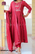 Khadi Printed Malmal Cotton Flared Kurti With Pant And Dupatta-ISKWSUFC131025R