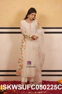 Digital Printed Malmal Chanderi Kurti With Silk Pant And Organza Dupatta-ISKWSUFC050225C