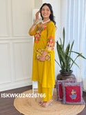 Embroidered Cotton Kurti With Palazzo-ISKWKU24026766