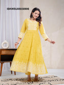 Embroidered Cotton Anarkali Kurti With Pant And Dupatta-ISKWSU05038906