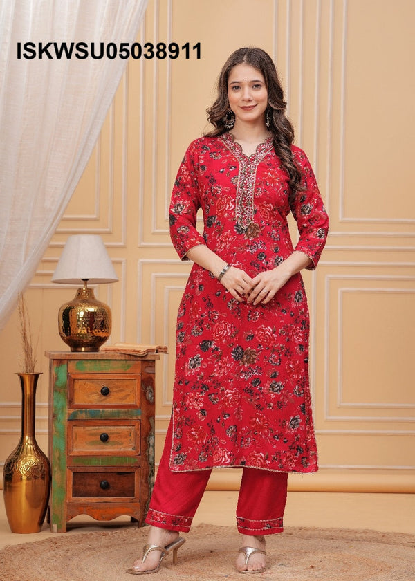 Printed Rayon Kurti With Pant And Dupatta-ISKWSU05038911