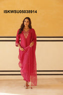 Embroidered Silk Kurti With Pant And Dupatta-ISKWSU05038914