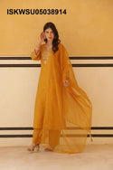 Embroidered Silk Kurti With Pant And Dupatta-ISKWSU05038914