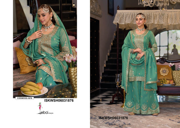 Embroidered Shimmer kurti With Sharara And Dupatta-ISKWSH06031876