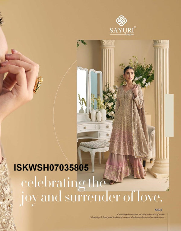 Embroidered Georgette Anarkali kurti With Sharara And Dupatta-ISKWSH07035805