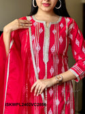 Printed Khadi Cotton Kurti With Palazzo And Organza Dupatta-ISKWPL2402VC2856
