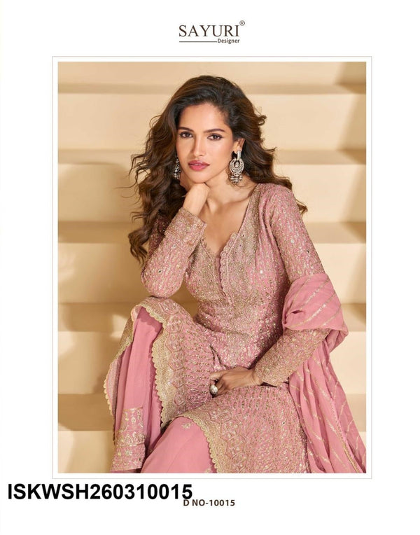 Embroidered Georgette Peplum Kurti With Sharara And Dupatta-ISKWSH260310015