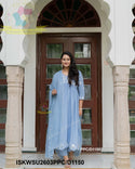 Embroidered Cotton Anarkali Kurti With Pant And Malmal Cotton Dupatta-ISKWSU2603PPC/D1150