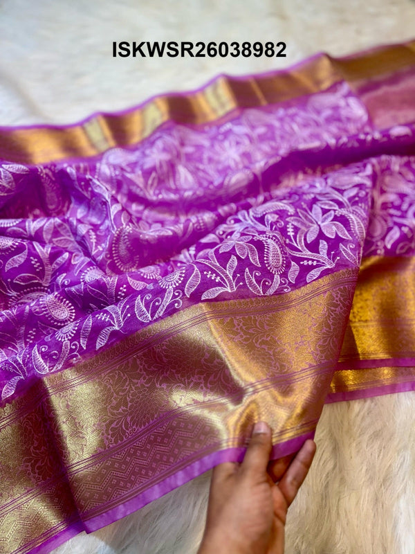 Chikankari Kora Organza Silk Saree With Blouse-ISKWSR26038982