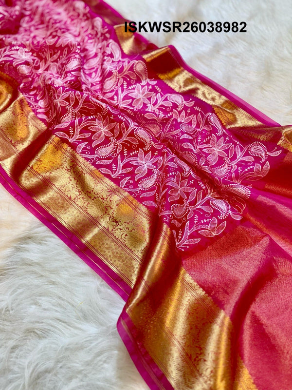 Chikankari Kora Organza Silk Saree With Blouse-ISKWSR26038982