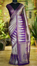 Zari Weaved Tussar Silk Saree With Brocade Blouse-ISKWSR2603HS3820