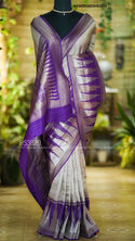 Zari Weaved Tussar Silk Saree With Brocade Blouse-ISKWSR2603HS3820