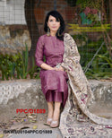 Khadi Cotton Kurti With Khadi Pant And Madhubani Printed Dupatta-ISKWSU0104PPC/D1889