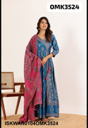 Foil Printed Art Silk Anarkali Kurti With Kalamkari Printed Dupatta-ISKWAN0104OMK3524