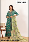 Foil Printed Art Silk Anarkali Kurti With Kalamkari Printed Dupatta-ISKWAN0104OMK3524