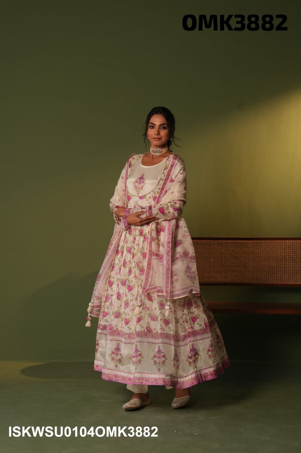 Digital Printed Chinon Anarkali Kurti With Pant And Dupatta-ISKWSU0104OMK3882