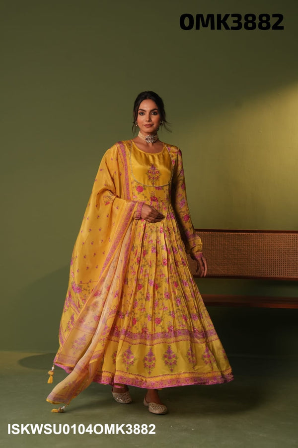 Digital Printed Chinon Anarkali Kurti With Pant And Dupatta-ISKWSU0104OMK3882