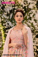 Digital Floral Printed Cotton Anarkali Kurti With Pant And Malmal Dupatta-ISKWSU0104OMK2772