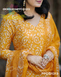 Hand Batik Printed Silk Kurti With Pant And Dupatta-ISKWSU0104PPC/D1313