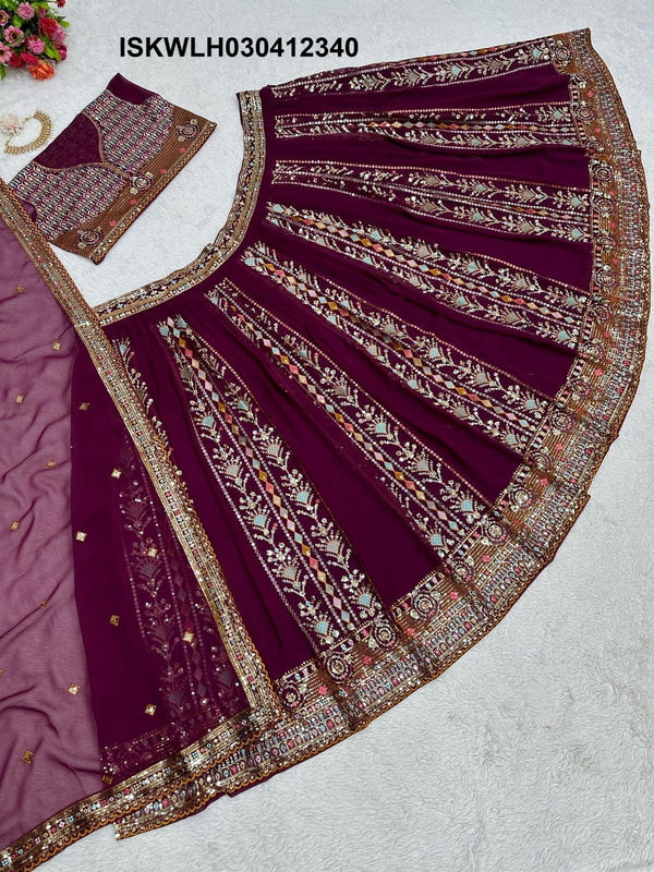 Embroidered Georgette Lehenga With Blouse And Dupatta-ISKWLH030412340