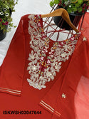 Embroidered Georgette Kurti With Sharara And Dupatta-ISKWSH03047644