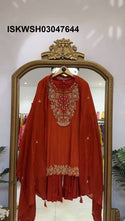 Embroidered Georgette Kurti With Sharara And Dupatta-ISKWSH03047644