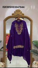 Embroidered Georgette Kurti With Sharara And Dupatta-ISKWSH03047644