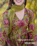 Kalamkari Printed Cotton Anarkali Kurti With Pant And Kota Doriya Dupatta-ISKWSU0304PPC/D1891