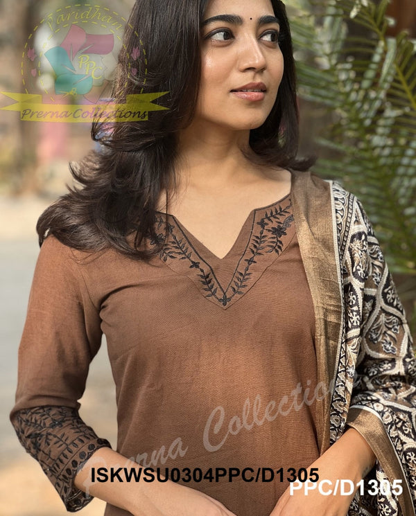 Handloom Khadi Kurti With Pant And Digital Printed Dupatta-ISKWSU0304PPC/D1305