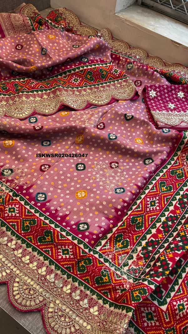 Patola Printed Munga Silk Saree With Blouse-ISKWSR020426047