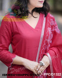 Hand Crafted Cotton Kurti With Handloom Cotton Pant And Handloom Dupatta-ISKWSU1004PPC/D1322