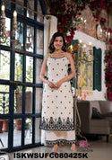 Embroidered Malmal Cotton Kurti With Cotton Pant And Dupatta-ISKWSUFC080425K