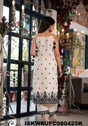 Embroidered Malmal Cotton Kurti With Cotton Pant And Dupatta-ISKWSUFC080425K