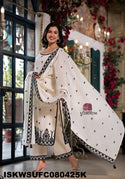 Embroidered Malmal Cotton Kurti With Cotton Pant And Dupatta-ISKWSUFC080425K