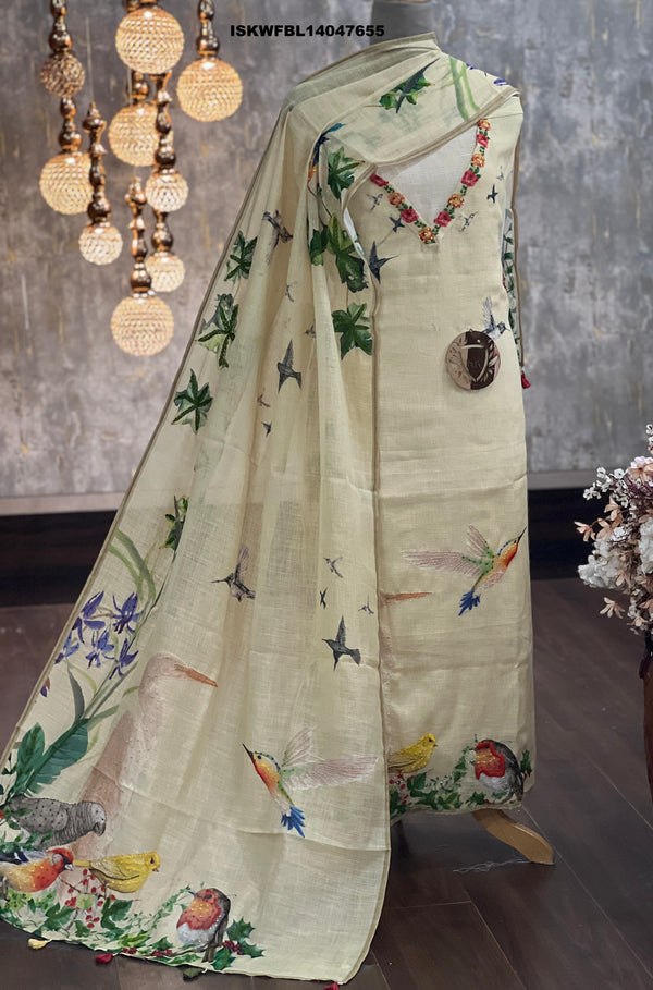 Digital Printed Linen Kurti With Shantoon Bottom And Dupatta-ISKWFBL14047655